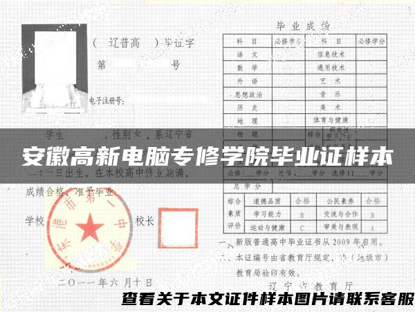 安徽高新电脑专修学院毕业证样本