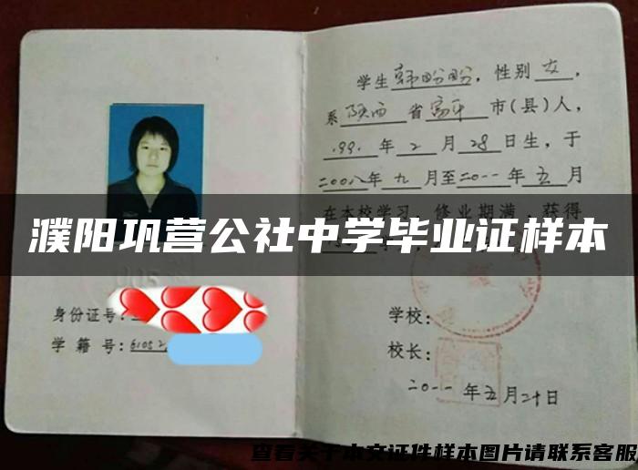 濮阳巩营公社中学毕业证样本