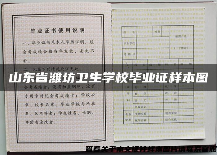 山东省潍坊卫生学校毕业证样本图