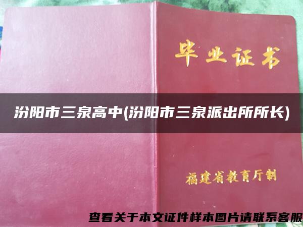 汾阳市三泉高中(汾阳市三泉派出所所长)