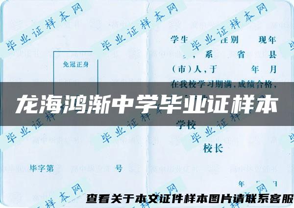 龙海鸿渐中学毕业证样本