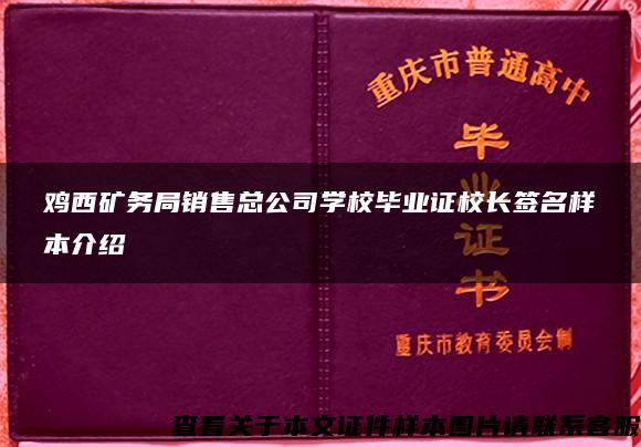 鸡西矿务局销售总公司学校毕业证校长签名样本介绍