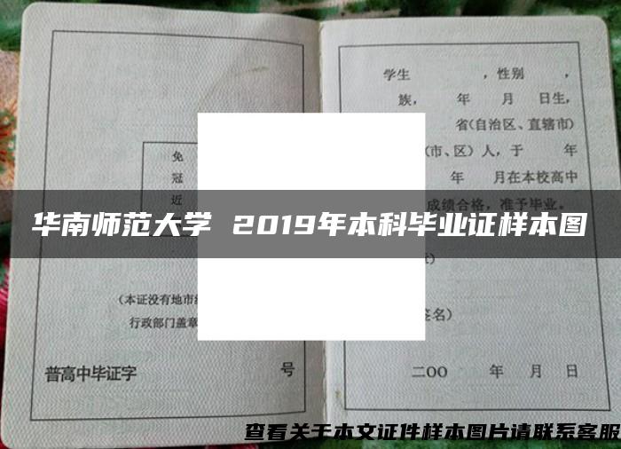 华南师范大学 2019年本科毕业证样本图