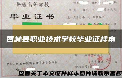 西林县职业技术学校毕业证样本