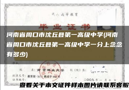 河南省周口市沈丘县第一高级中学(河南省周口市沈丘县第一高级中学一分上念念有多少)