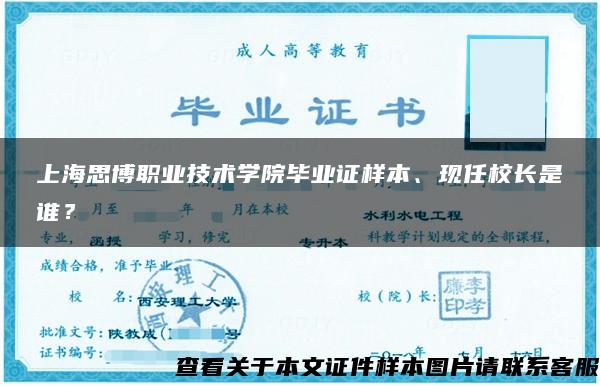 上海思博职业技术学院毕业证样本、现任校长是谁？