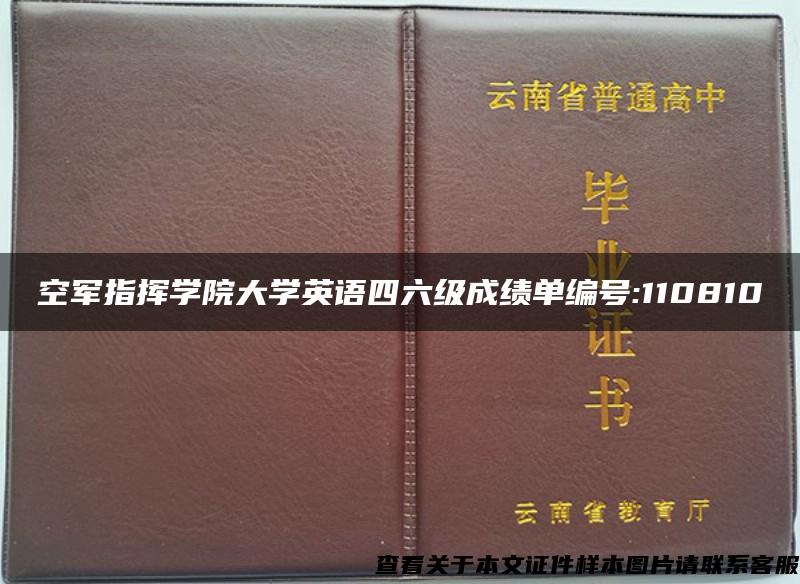 空军指挥学院大学英语四六级成绩单编号:110810