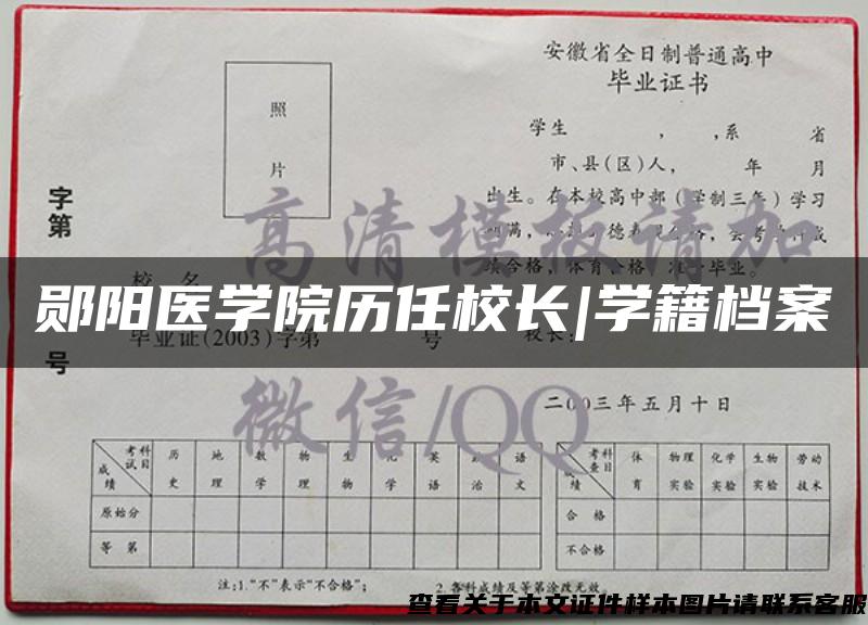 郧阳医学院历任校长|学籍档案