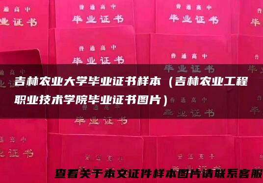 吉林农业大学毕业证书样本（吉林农业工程职业技术学院毕业证书图片）