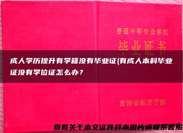 成人学历提升有学籍没有毕业证(有成人本科毕业证没有学位证怎么办？