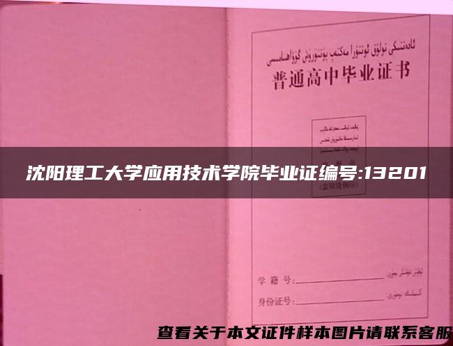 沈阳理工大学应用技术学院毕业证编号:13201