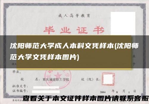 沈阳师范大学成人本科文凭样本(沈阳师范大学文凭样本图片)