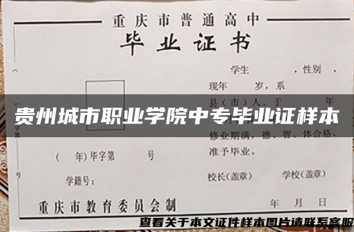 贵州城市职业学院中专毕业证样本