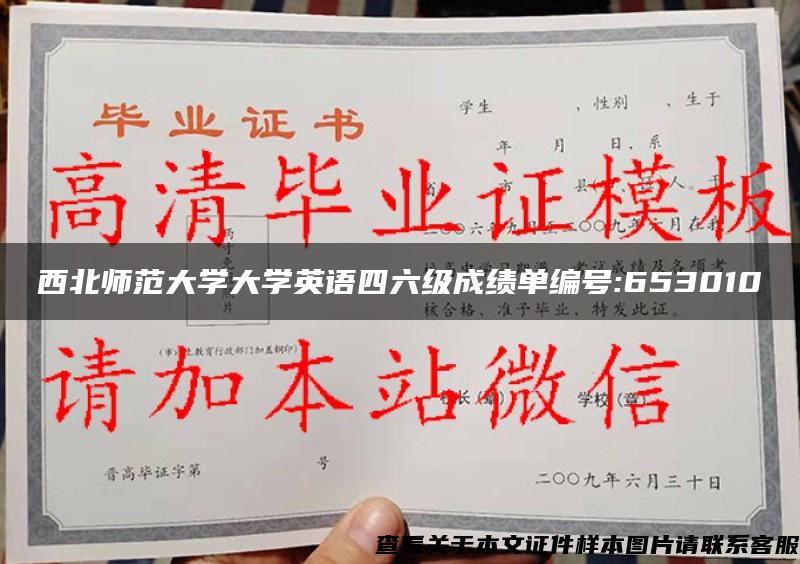 西北师范大学大学英语四六级成绩单编号:653010