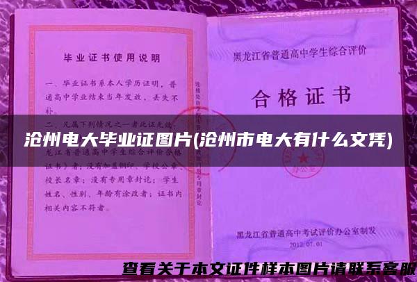 沧州电大毕业证图片(沧州市电大有什么文凭)