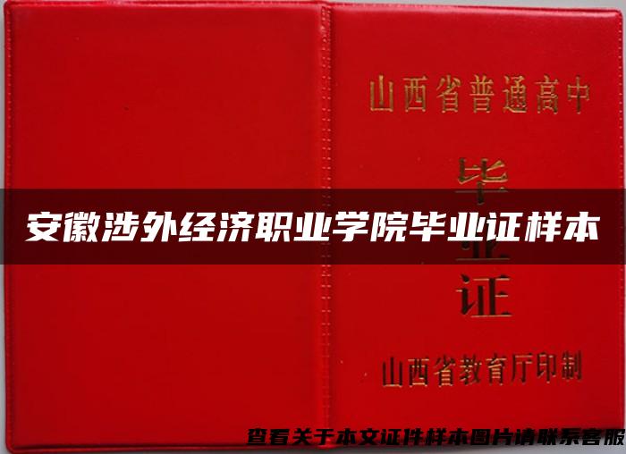 安徽涉外经济职业学院毕业证样本