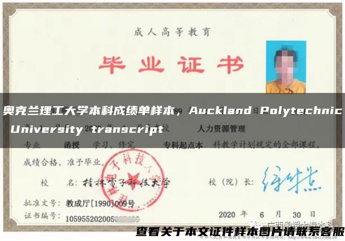 奥克兰理工大学本科成绩单样本，Auckland Polytechnic University transcript