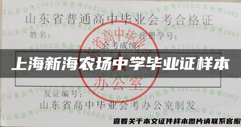 上海新海农场中学毕业证样本