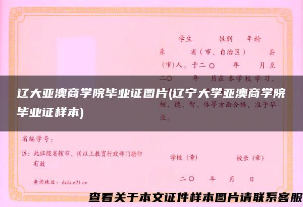 辽大亚澳商学院毕业证图片(辽宁大学亚澳商学院毕业证样本)