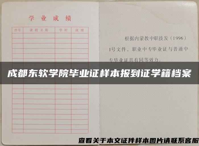 成都东软学院毕业证样本报到证学籍档案