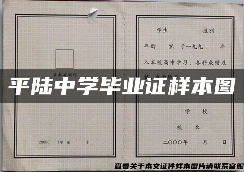 平陆中学毕业证样本图