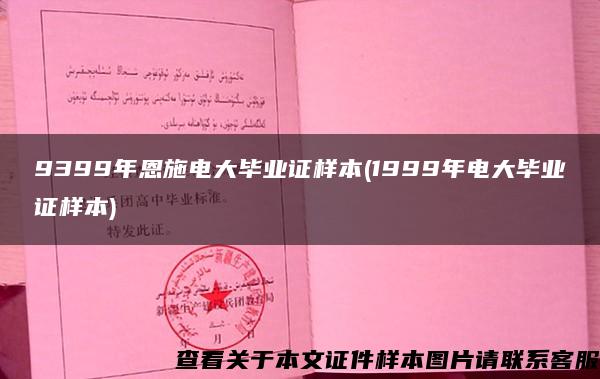 9399年恩施电大毕业证样本(1999年电大毕业证样本)