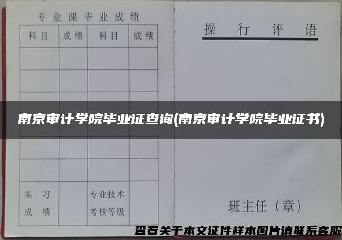 南京审计学院毕业证查询(南京审计学院毕业证书)