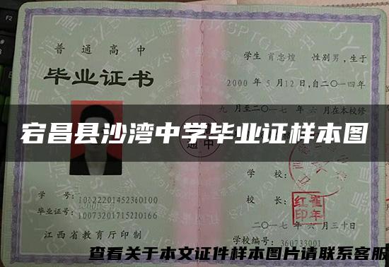 宕昌县沙湾中学毕业证样本图