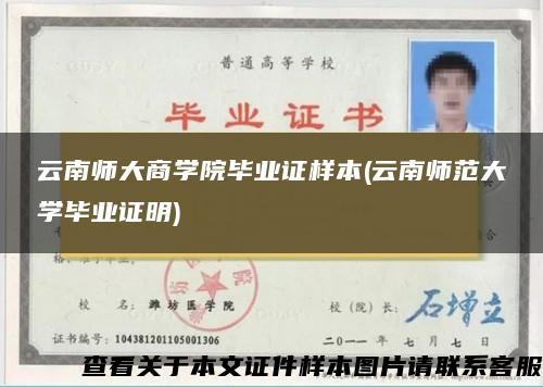 云南师大商学院毕业证样本(云南师范大学毕业证明)