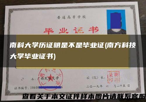 南科大学历证明是不是毕业证(南方科技大学毕业证书)