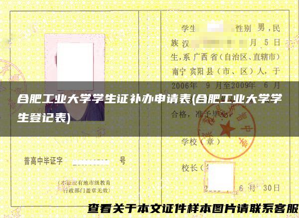 合肥工业大学学生证补办申请表(合肥工业大学学生登记表)