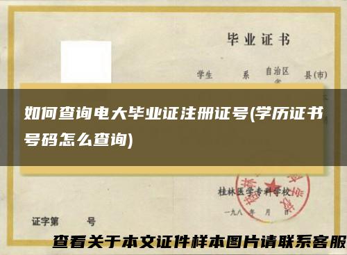 如何查询电大毕业证注册证号(学历证书号码怎么查询)