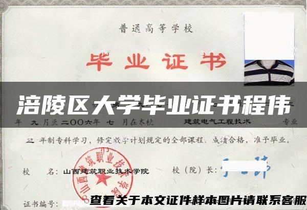 涪陵区大学毕业证书程伟