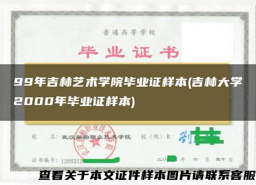 99年吉林艺术学院毕业证样本(吉林大学2000年毕业证样本)