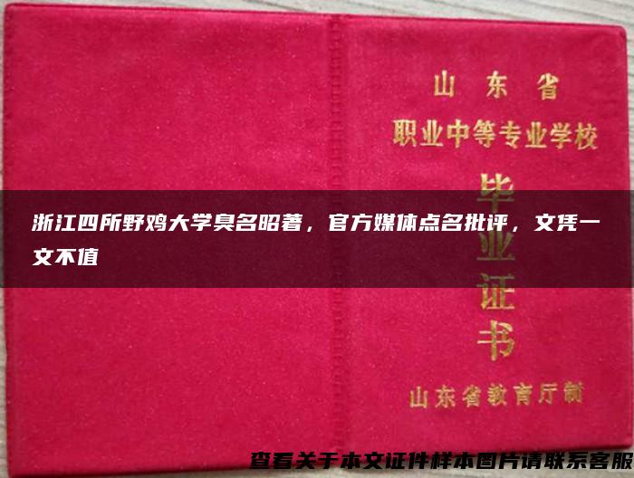 浙江四所野鸡大学臭名昭著，官方媒体点名批评，文凭一文不值