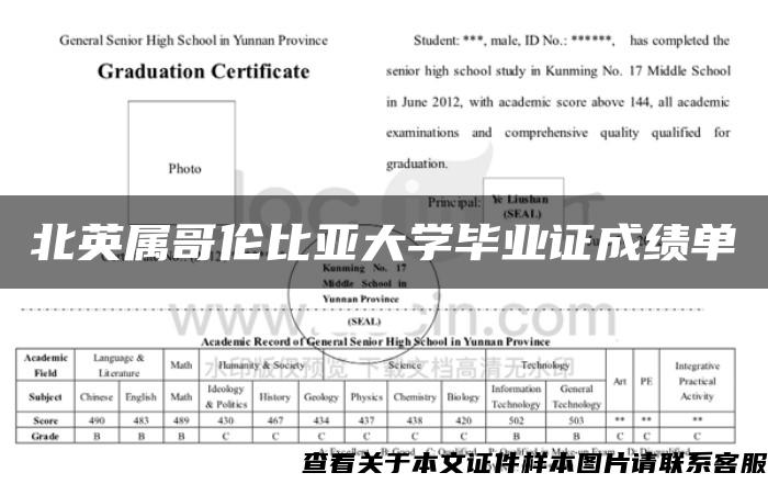 北英属哥伦比亚大学毕业证成绩单