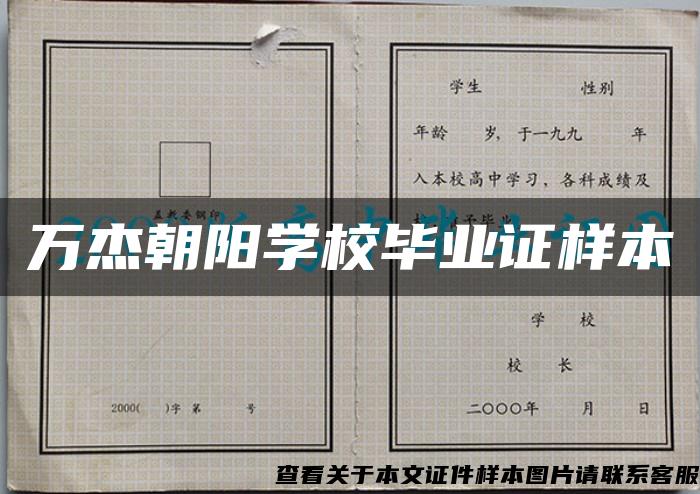 万杰朝阳学校毕业证样本