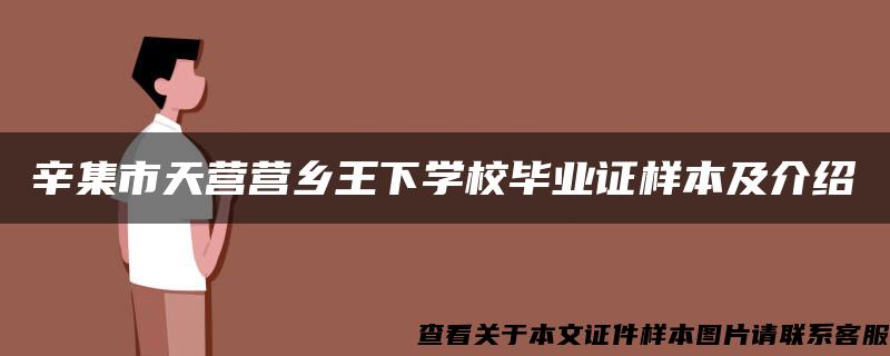 辛集市天营营乡王下学校毕业证样本及介绍