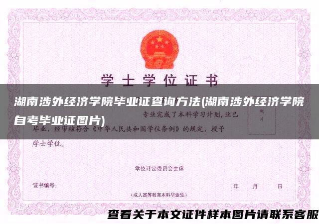 湖南涉外经济学院毕业证查询方法(湖南涉外经济学院自考毕业证图片)