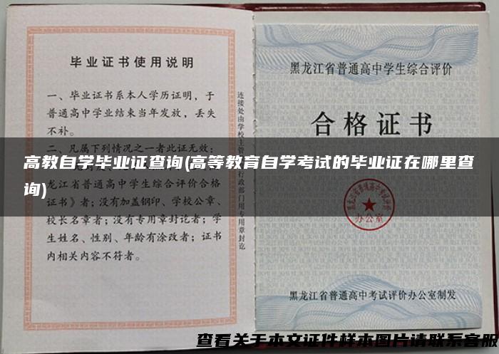 高教自学毕业证查询(高等教育自学考试的毕业证在哪里查询)