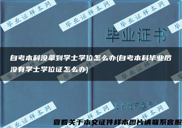 自考本科没拿到学士学位怎么办(自考本科毕业后没有学士学位证怎么办)