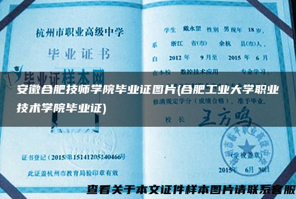 安徽合肥技师学院毕业证图片(合肥工业大学职业技术学院毕业证)