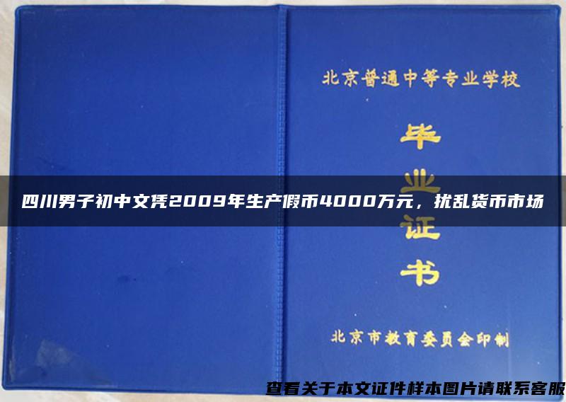 四川男子初中文凭2009年生产假币4000万元，扰乱货币市场