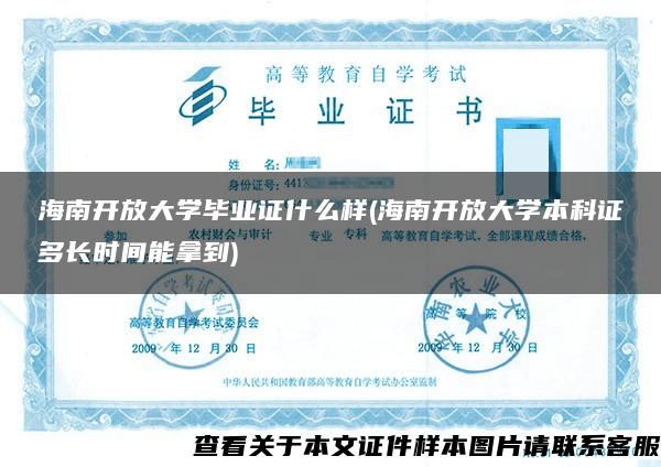 海南开放大学毕业证什么样(海南开放大学本科证多长时间能拿到)