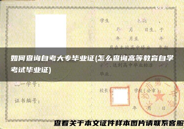 如何查询自考大专毕业证(怎么查询高等教育自学考试毕业证)