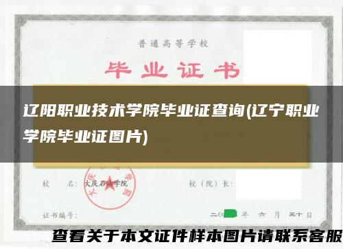 辽阳职业技术学院毕业证查询(辽宁职业学院毕业证图片)