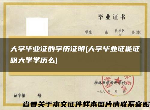 大学毕业证的学历证明(大学毕业证能证明大学学历么)