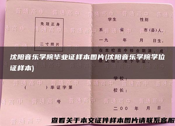 沈阳音乐学院毕业证样本图片(沈阳音乐学院学位证样本)