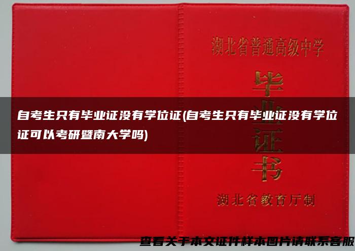 自考生只有毕业证没有学位证(自考生只有毕业证没有学位证可以考研暨南大学吗)