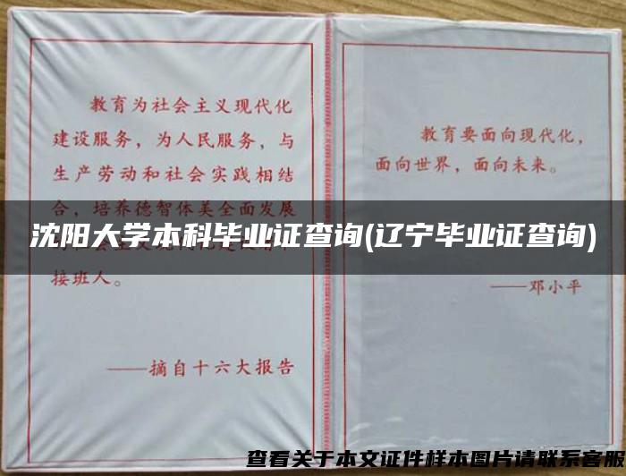 沈阳大学本科毕业证查询(辽宁毕业证查询)